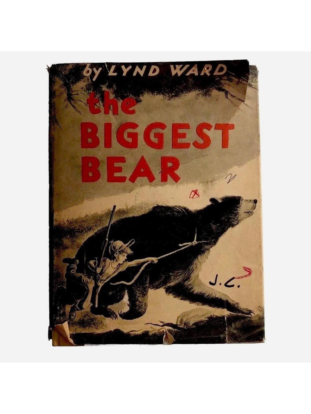 THE BIGGEST BEAR Hardcover Dust Jacket 1952 Edition Weekly Reader 1960 LYND WARD